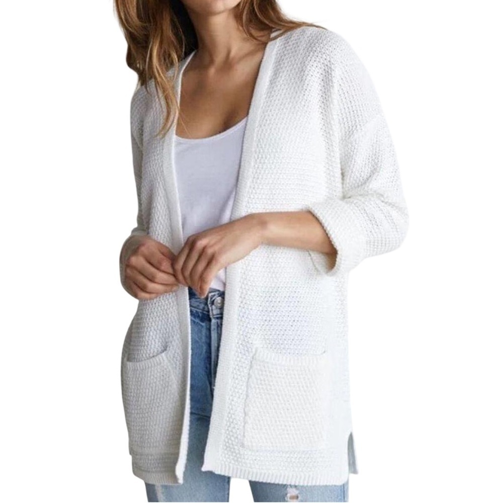 Marine Layer White 100% Cotton Catalina Open Front Cardigan Size Small